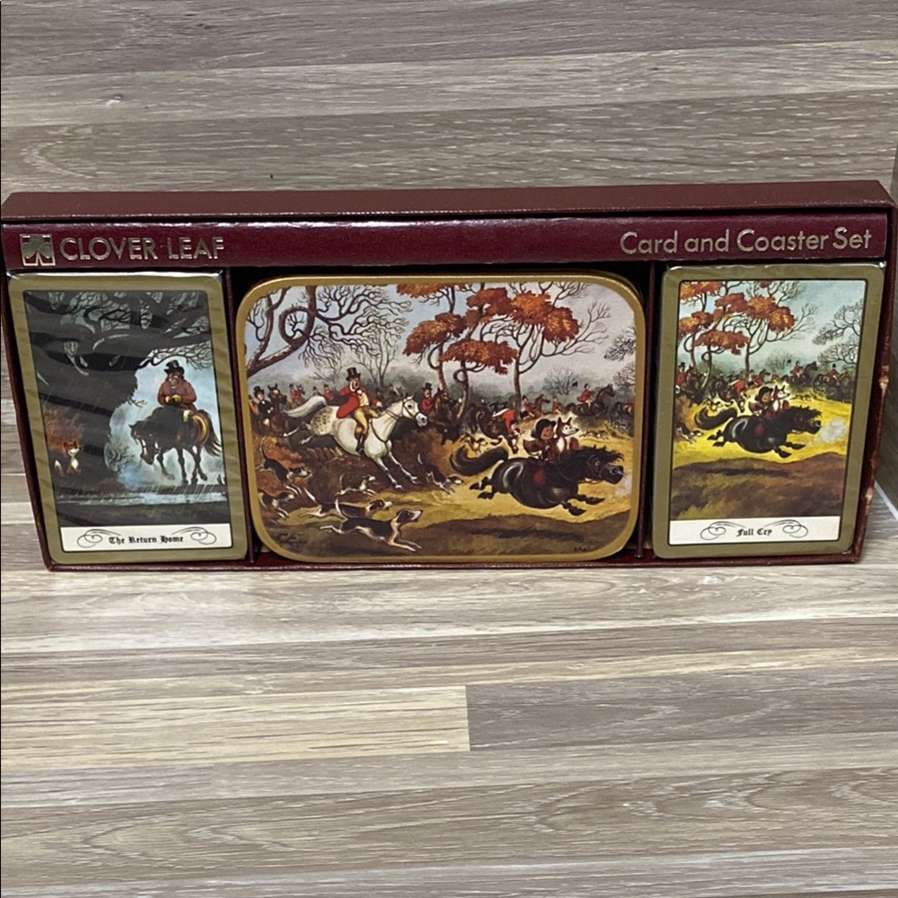 Hunting Card and Coaster Set man cave bar set vintage bar coasters and cards